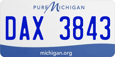 MI license plate DAX3843