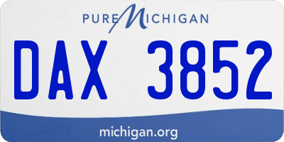 MI license plate DAX3852