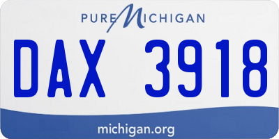 MI license plate DAX3918