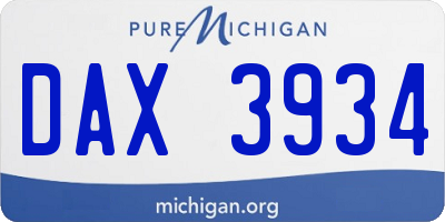 MI license plate DAX3934