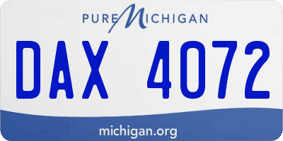 MI license plate DAX4072