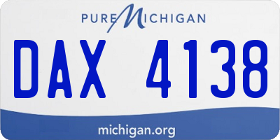 MI license plate DAX4138