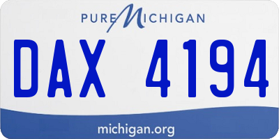 MI license plate DAX4194