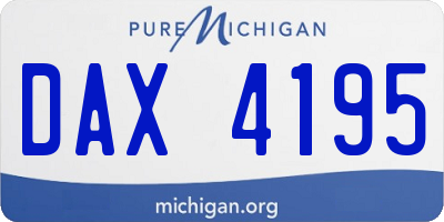 MI license plate DAX4195