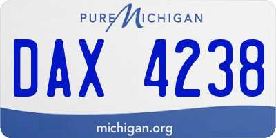 MI license plate DAX4238
