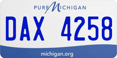 MI license plate DAX4258