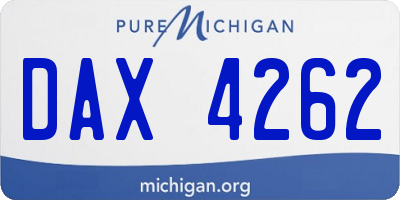 MI license plate DAX4262