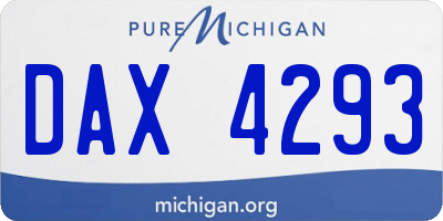 MI license plate DAX4293