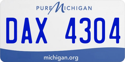MI license plate DAX4304