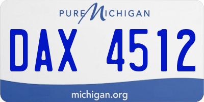 MI license plate DAX4512