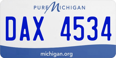MI license plate DAX4534