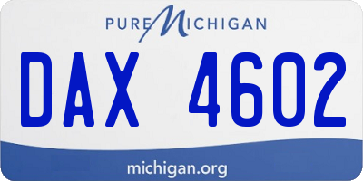MI license plate DAX4602