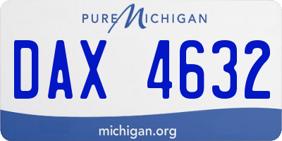 MI license plate DAX4632