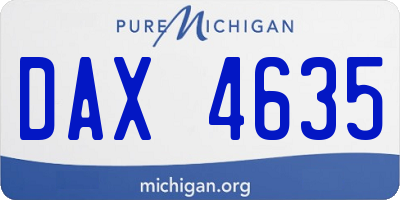 MI license plate DAX4635