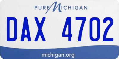 MI license plate DAX4702