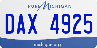 MI license plate DAX4925