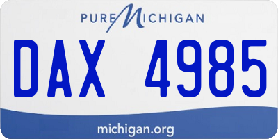 MI license plate DAX4985