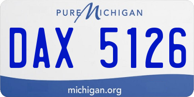 MI license plate DAX5126