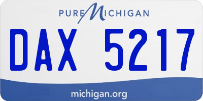 MI license plate DAX5217