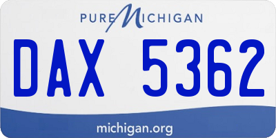MI license plate DAX5362