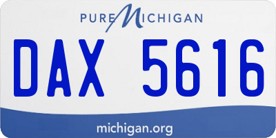 MI license plate DAX5616