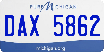MI license plate DAX5862