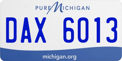 MI license plate DAX6013