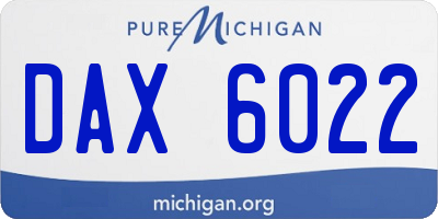 MI license plate DAX6022