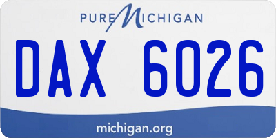 MI license plate DAX6026