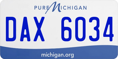 MI license plate DAX6034