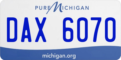 MI license plate DAX6070