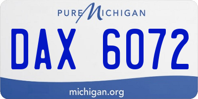 MI license plate DAX6072