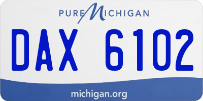 MI license plate DAX6102