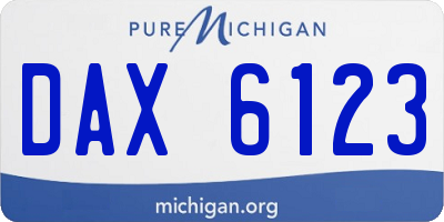 MI license plate DAX6123