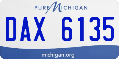 MI license plate DAX6135