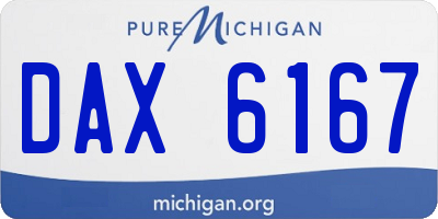 MI license plate DAX6167