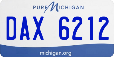 MI license plate DAX6212