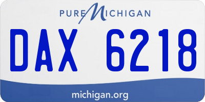 MI license plate DAX6218