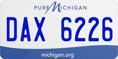 MI license plate DAX6226