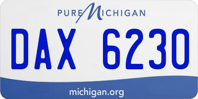 MI license plate DAX6230