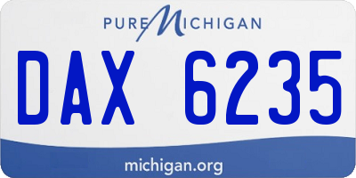 MI license plate DAX6235