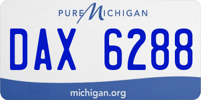 MI license plate DAX6288