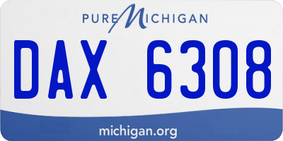 MI license plate DAX6308