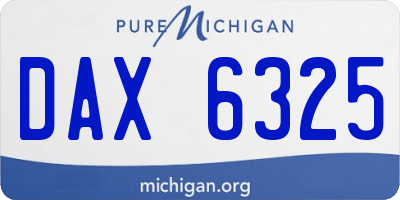 MI license plate DAX6325