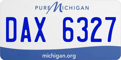 MI license plate DAX6327