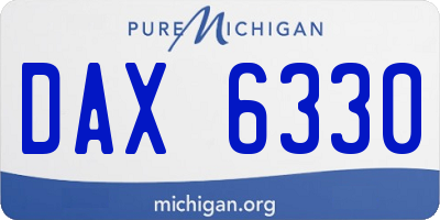 MI license plate DAX6330