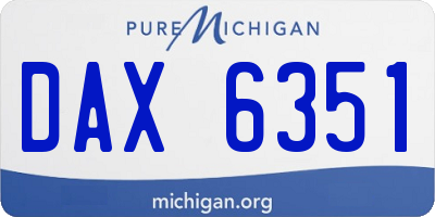 MI license plate DAX6351