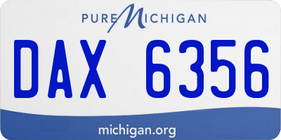 MI license plate DAX6356