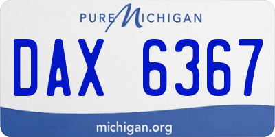 MI license plate DAX6367