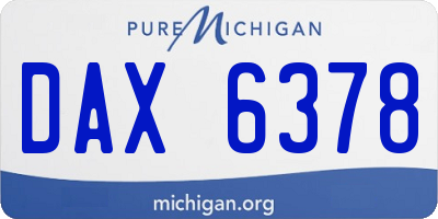 MI license plate DAX6378